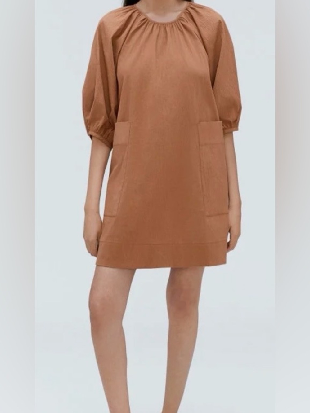 Everlane Classic Short Sleeve Pocket Dress in Camel